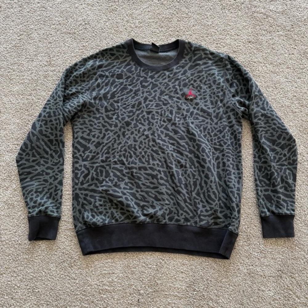 Vintage 90s Nike Air Jordan Prime Flight Elephant Print Sweatshirt XL 585543 010